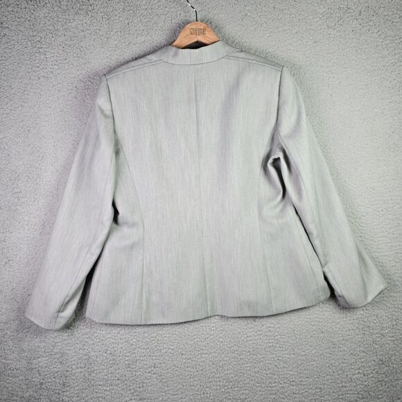 Antonio Melani Light Grey Herringbone Blazer 14 Single Button Career Tailored - Picture 11 of 12